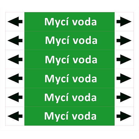 Značení potrubí ISO 20560, mycí voda